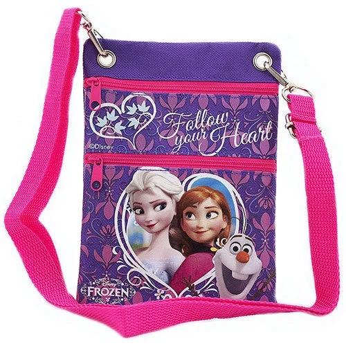 New Season Fashion Preview Sale Frozen Elsa Anna and Olaf Character Authentic Licensed Purple " Follow Your Heart " Mini Shoudler Bag Grab Your Favorite Handbags For Less