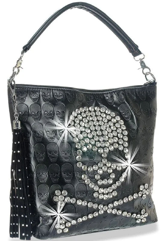 Jolly Roger Skull Rhinestone Handbag Set