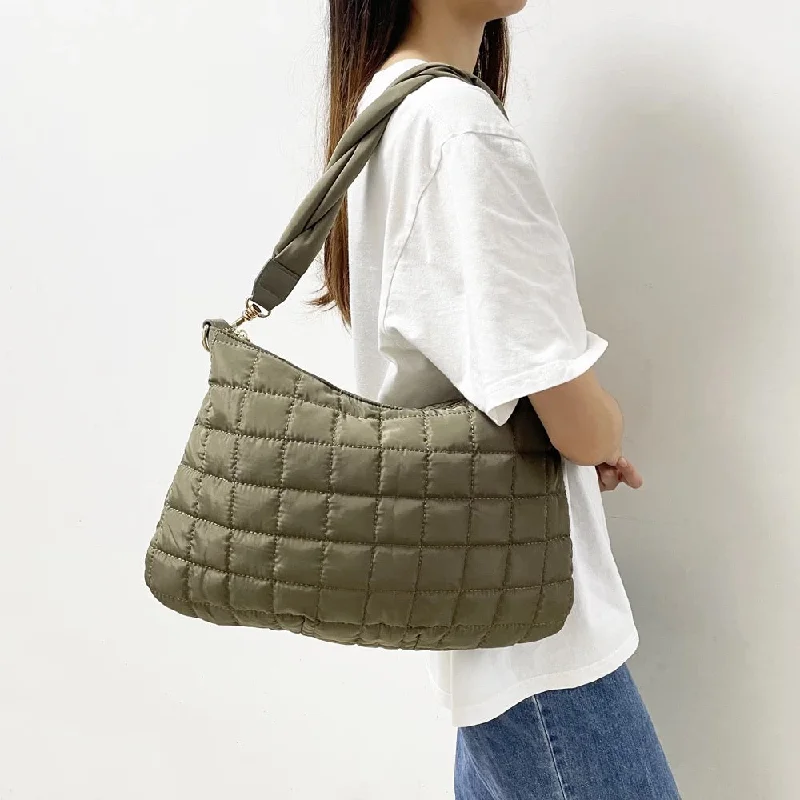 Nylon Quilted Puffer Shoulder Bag - Assorted Colors