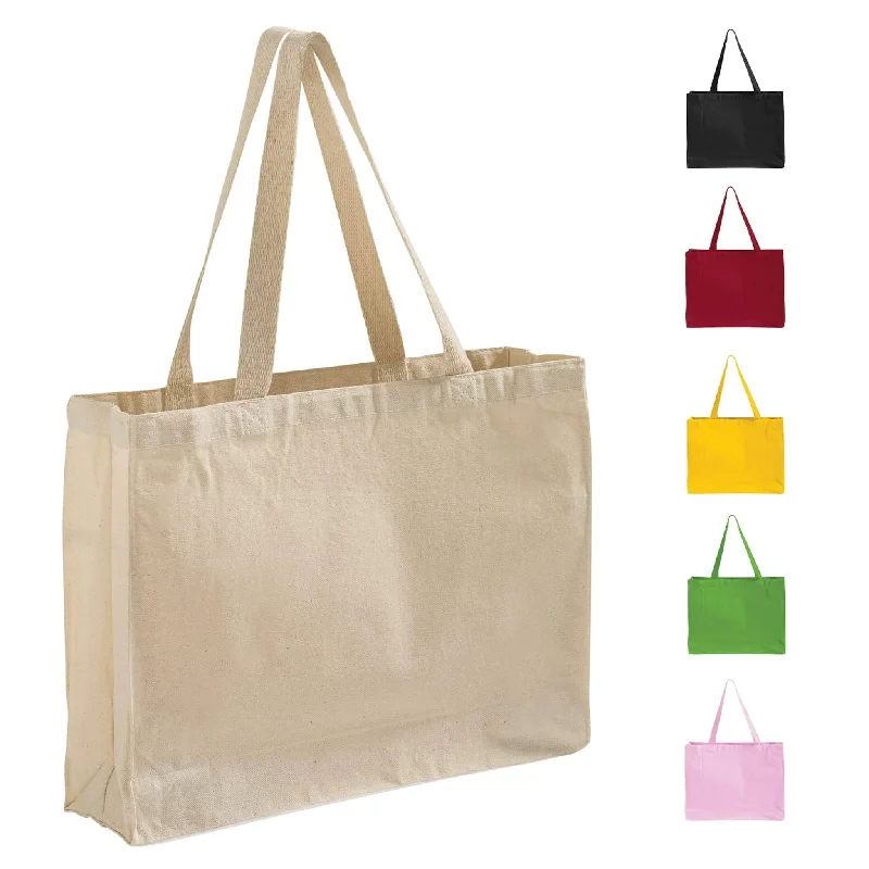 Full Gusset Heavy Canvas Affordable Horizontal Tote Bags - TF275