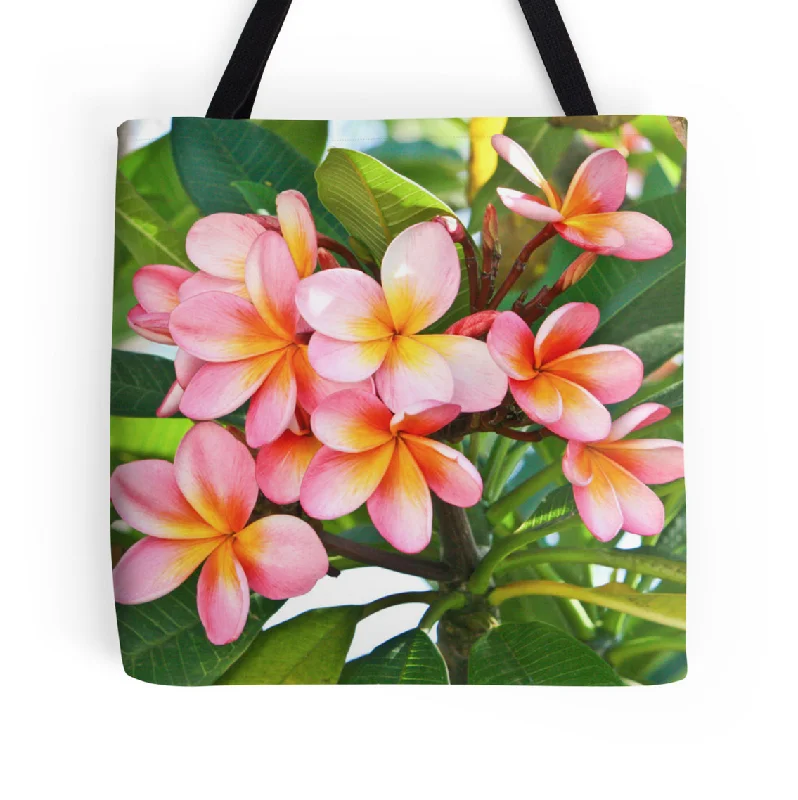 Pink Plumeria Tree Tote Bag