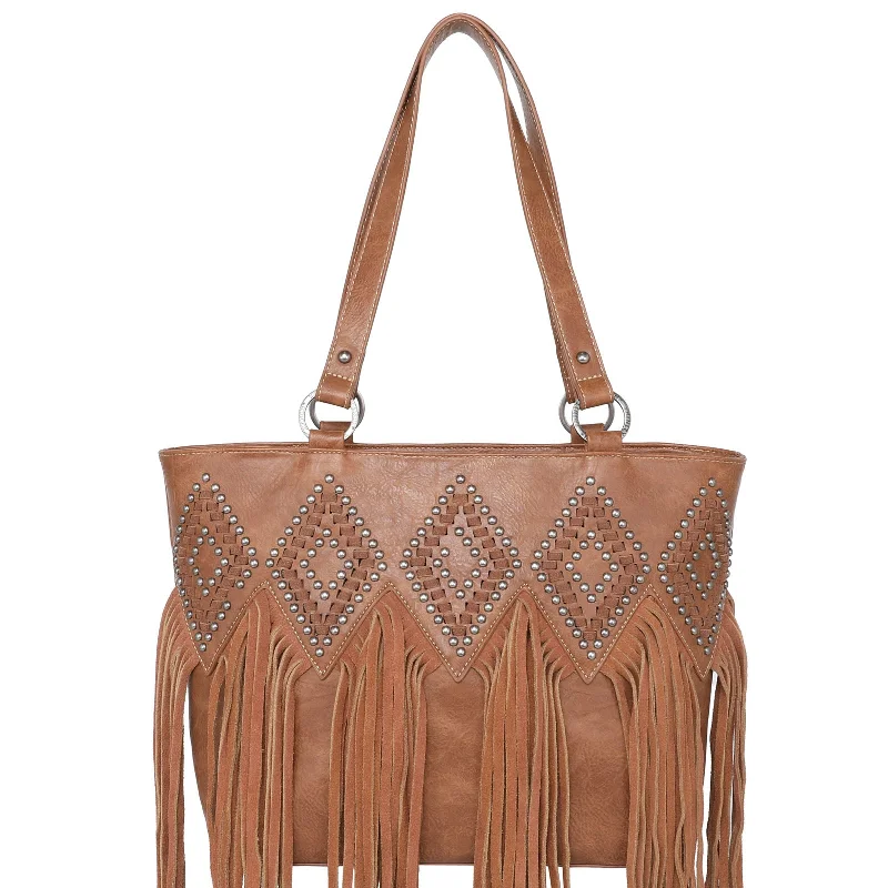 TR143G-8317 Trinity Ranch Leather Fringe Collection Concealed Carry Tote