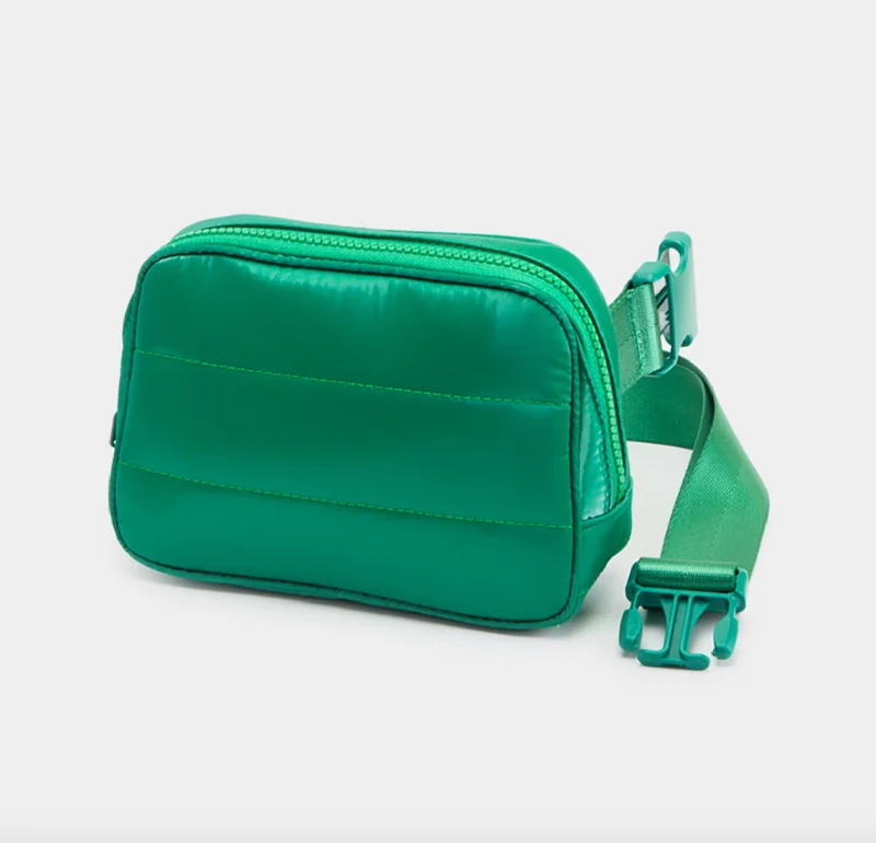 Puffer Rectangle Sling Bag / Fanny Bag / Belt Bag in Kelly Green