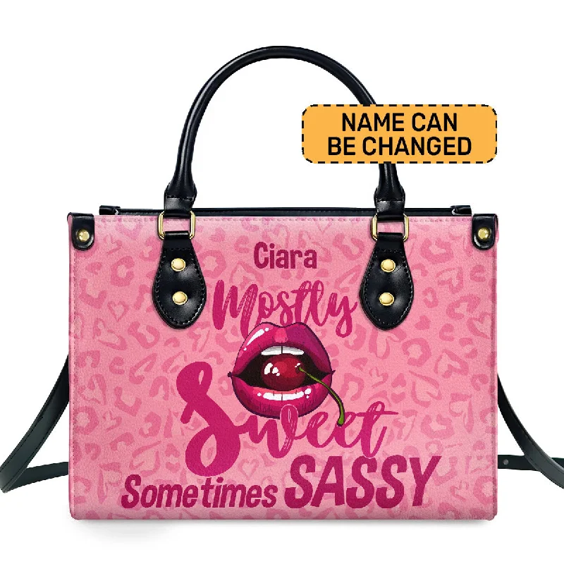 Trend Alert Mostly Sweet Sometimes Sassy - Personalized Leather Handbag STB201 Everyday Handbags At Wallet-Friendly Prices