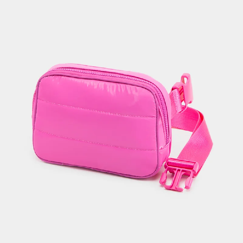 Puffer Rectangle Sling Bag / Fanny Bag / Belt Bag in Fuchsia