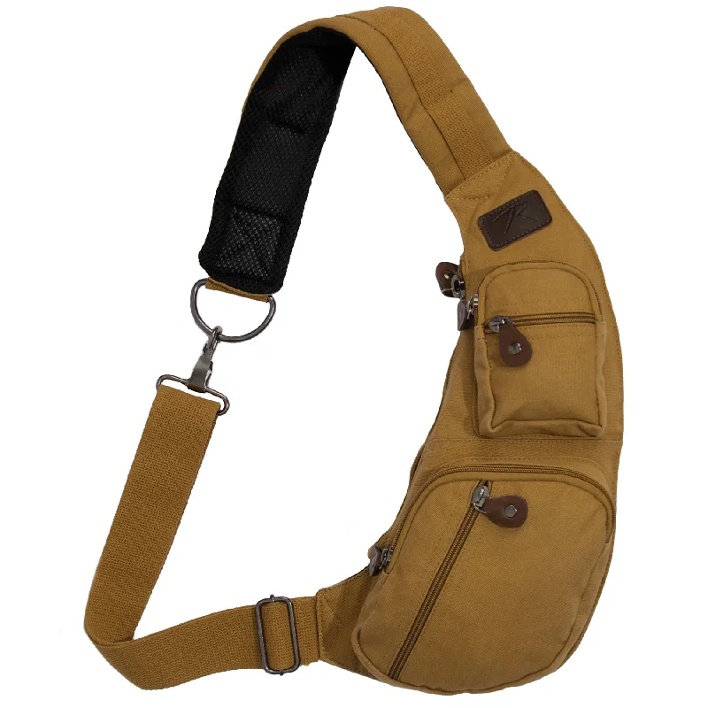 Crossbody Canvas Sling Bag- Coyote