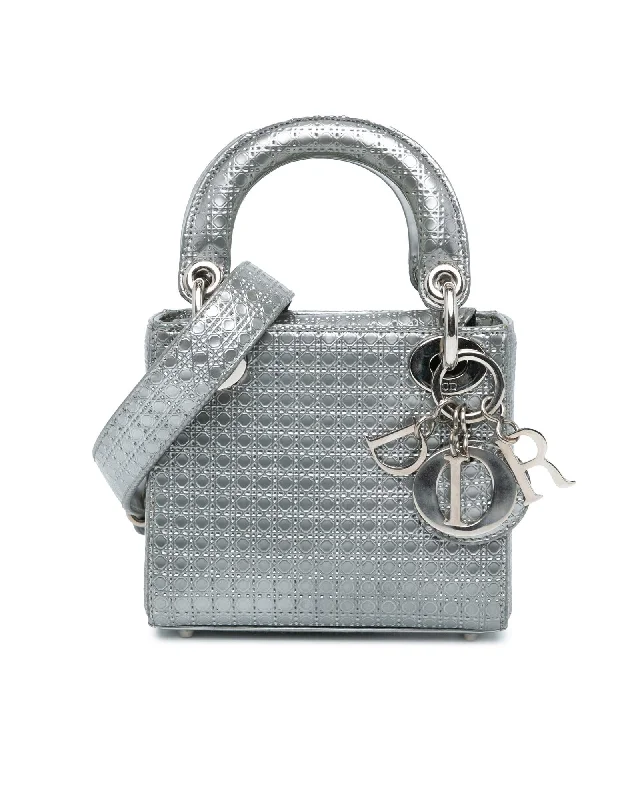 Mini Patent Microcannage Handbag with Detachable Strap