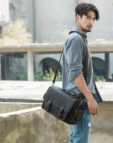 Coffee Vintage Leather Mens Camera Messenger Bag Crossbody Camera Bags for Men