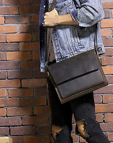 Cool Brown Vintage Leather Mens Messengers Bag Shoulder Bag for Men