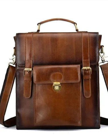 Cool Leather Mens Briefcase Messenger Bag Shoulder Bag Satchel Backpack for men