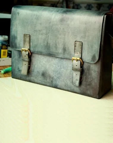 Handmade Vintage Leather Mens Messenger Bags Gray Shoulder Bag for Men