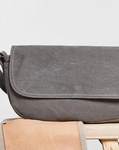 Mens Canvas Gray Cool Messenger Bag Side Bag Shoulder Bag for Men