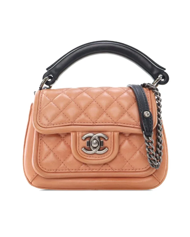 Small Quilted Leather Flap Bag with Chain Strap