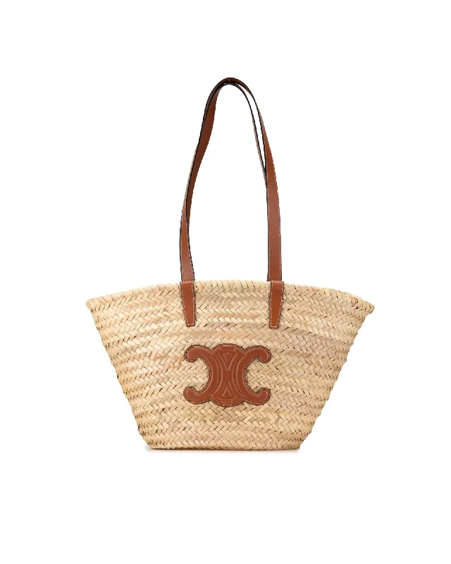 Teen Triomphe Raffia Tote with Leather Handles and Shoulder Strap