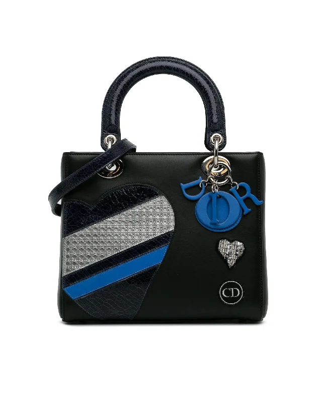 Calfskin Patch Embellished Lady Dior Bag