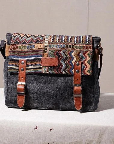 Vintage Mens Canvas Gray Cool Side Bag Messenger Bag Shoulder Bag for Men