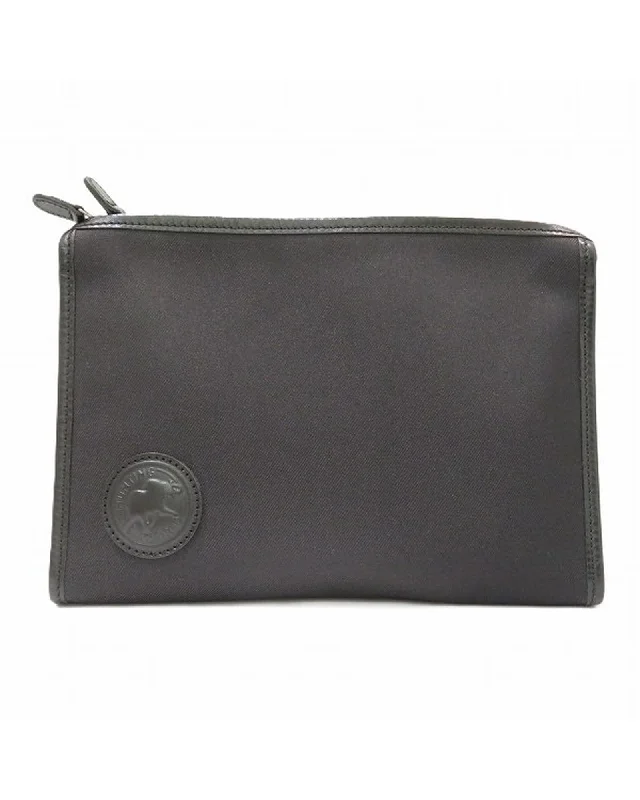 Black Canvas Leather Clutch Bag for Men