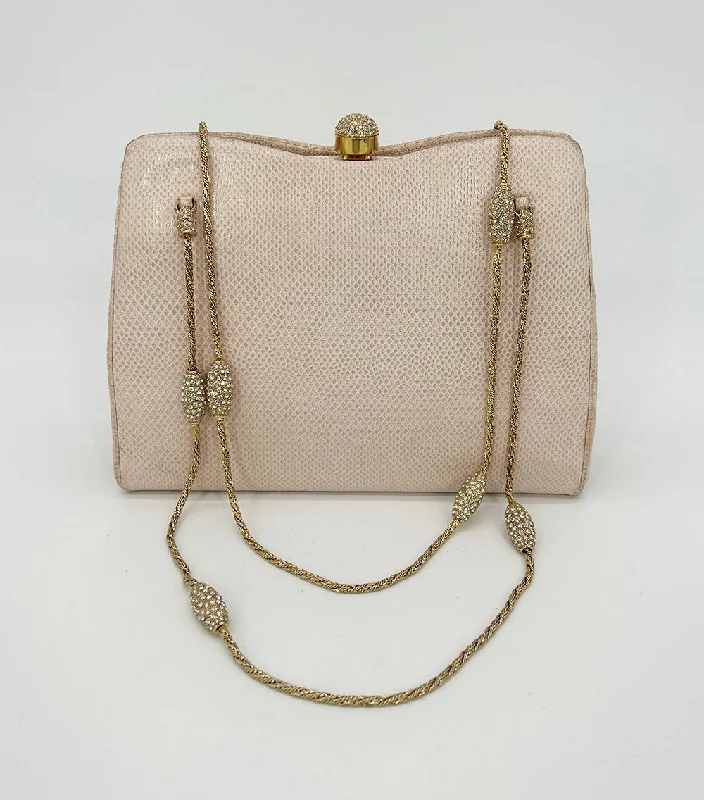 Judith Leiber Pink Lizard Crystal Strap Bag