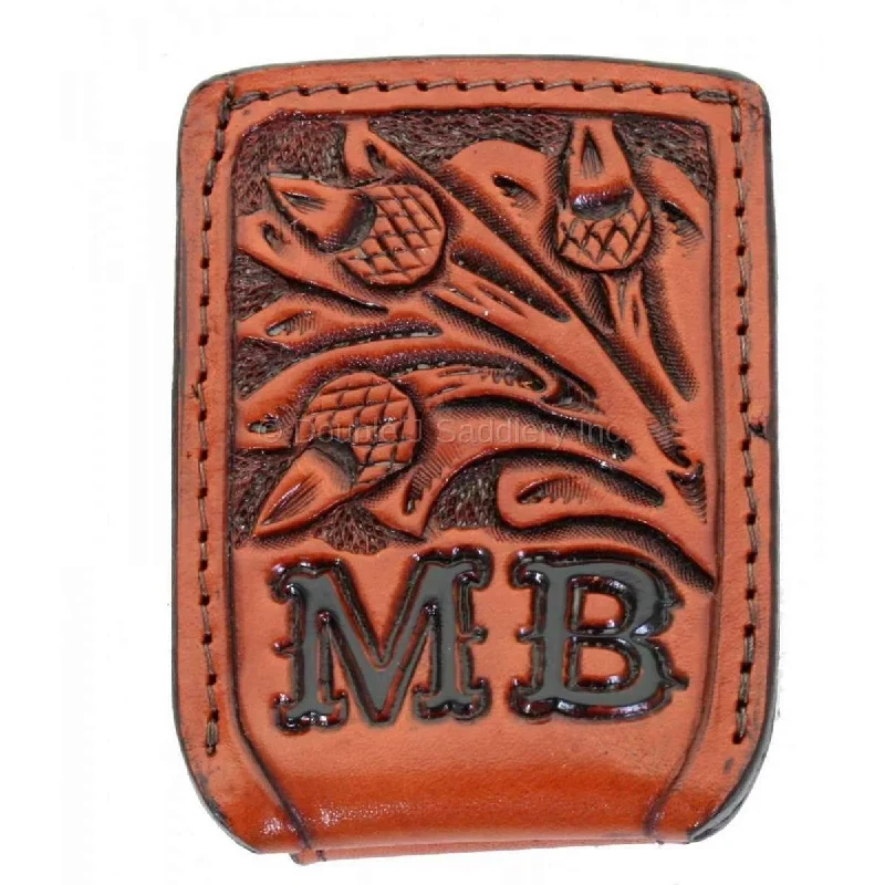 FMMC01 - Chestnut Tooled Flat Magnetic Money Clip