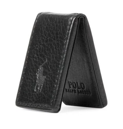 Polo Ralph Lauren Men's Pebbled Leather Magnetic Money Clip Black