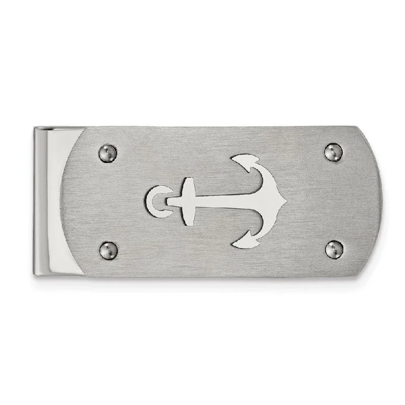 Stainless Steel Brushed and Polished Anchor Money Clip