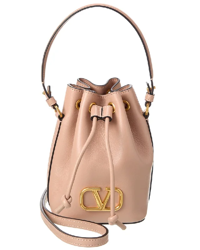 Valentino VLogo Signature Mini Leather Bucket Bag