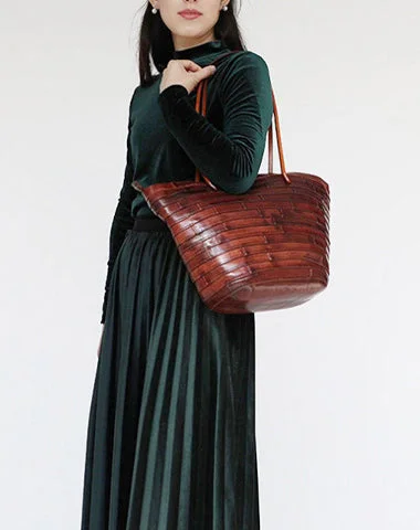 Womens Coffee Leather Bucket Tote Purse Vintage Tote Shopper Shoulder Bag for Ladies