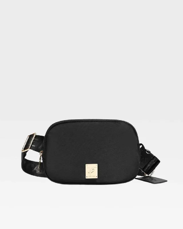 Nylon Crossbody Messenger Bag in Black