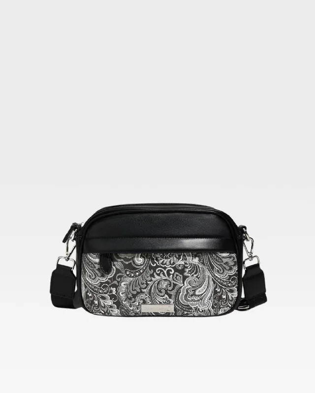 Paisley Crossbody Messenger Bag in Black