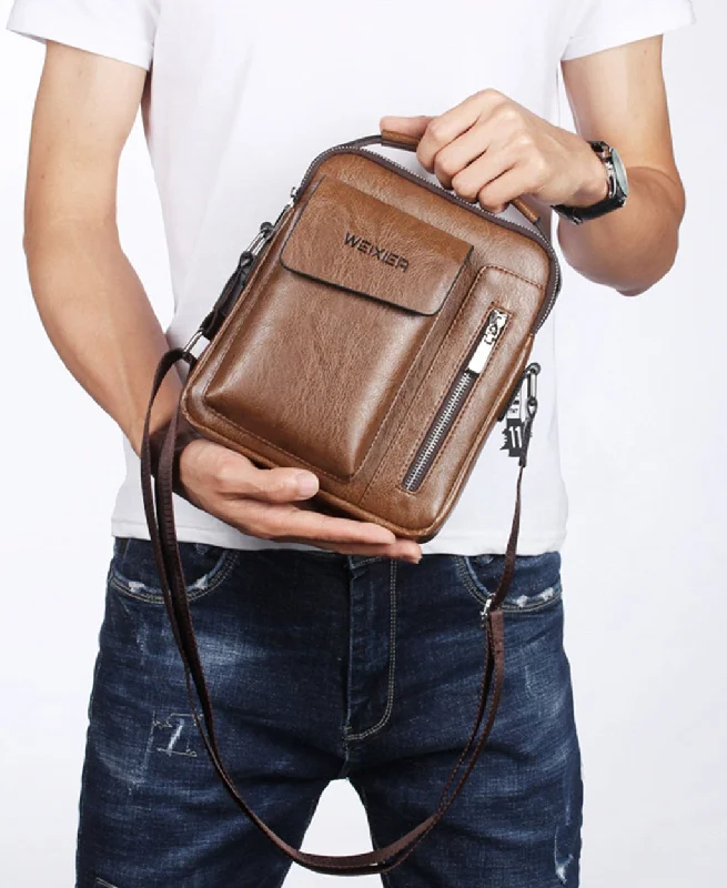 Leather Crossbody Bag Casual Men