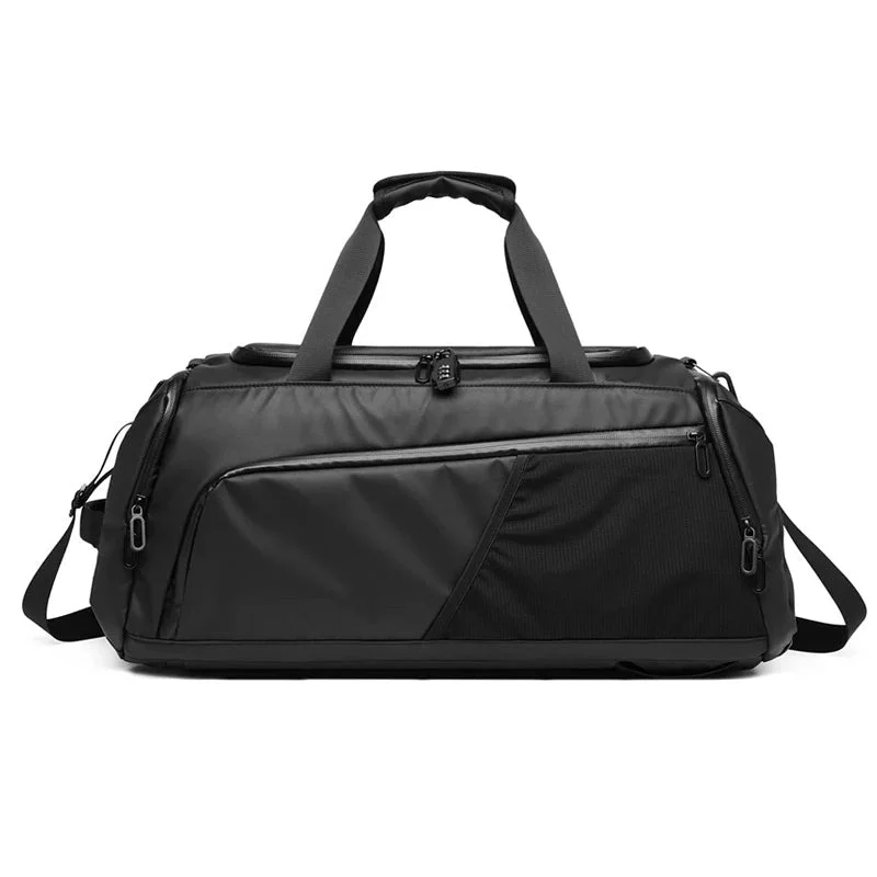 Black Men's Larger Travel Duffels Bag with Shoe Compartment