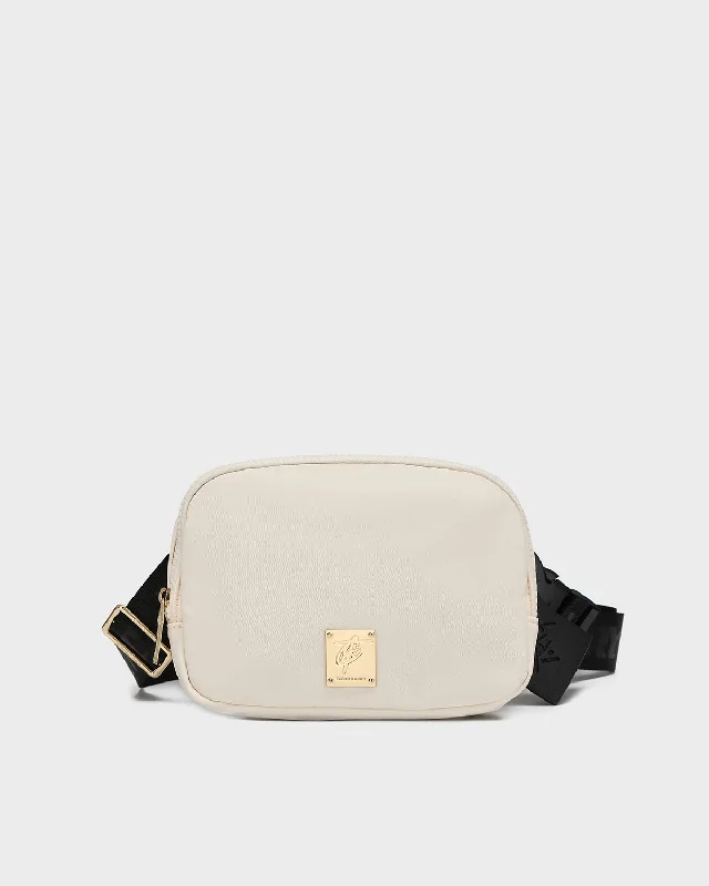 Nylon Crossbody Messenger Bag in Creme White